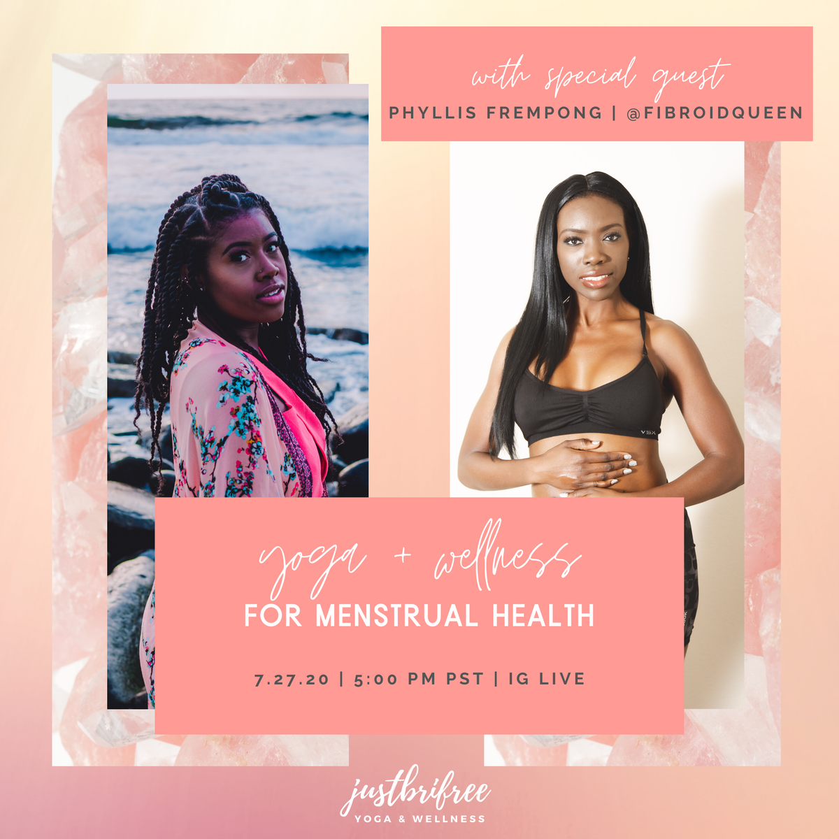 Yoga is great for #menstrualhealth, but did you know it can help heal #fibroids too? I'm going live on IG with the Fibroid Queen, Phyllis Frempong, on 7/27 to talk about how she healed herself. Phyllis is a nurse and fitness coach committing to helping others heal themselves.