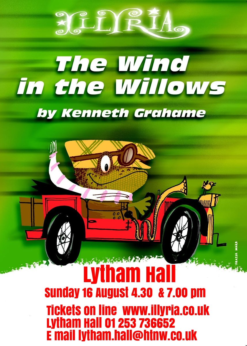Open air theatre is back!Sun16 Aug.Illyria performs 2 shows of“The Wind in the Willows” 4.30 and 7pm. Limited audience of 200. The show lasts 1 hr with no interval. Family and "bubble" groups recommended. £10 Ad, £7 child. Phone 736652 or book online at illyria.co.uk
