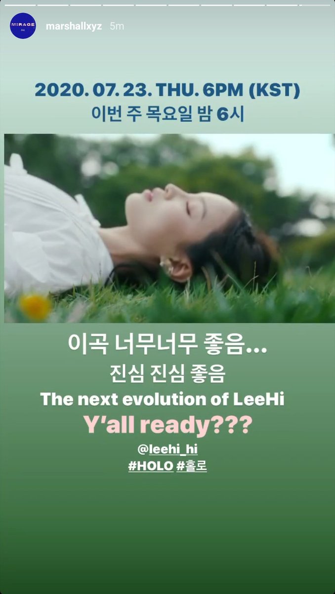 Marshall's ig story "This song is so so good...honestly so good"  #HOLO  #홀로