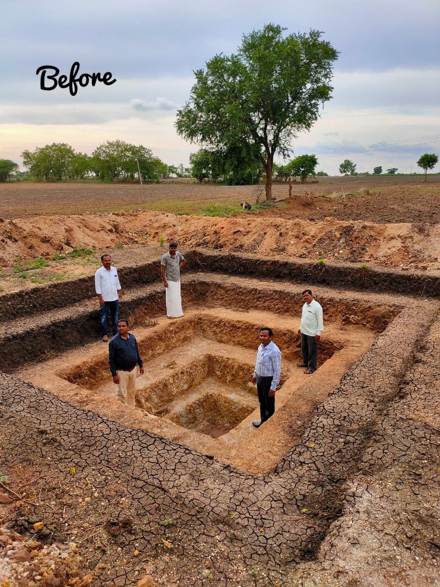 VBGRAMGKAR's tweet photo. The joy of a downpour is short-lived.
A #farm_pond can spread contentment throughout the season.
Picture from: Iyanahalli GP, Kottur Taluka, Ballari
#mgnregs_karnataka https://t.co/2CASKBwvtH