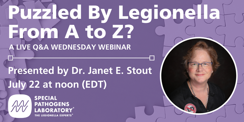 specialpathlab's tweet photo. There's still time to register! Get your Legionella questions answered at noon by Dr. Janet E. Stout on Wednesday, July 22! Sign up below!
https://t.co/q8lTudk1pm
#specialpathogenslab #legionella #legionnairesdisease #EndLD #testtoprotect #ASHRAE188 #CMS #puzzledbylegionella https://t.co/GViRx0ckKJ