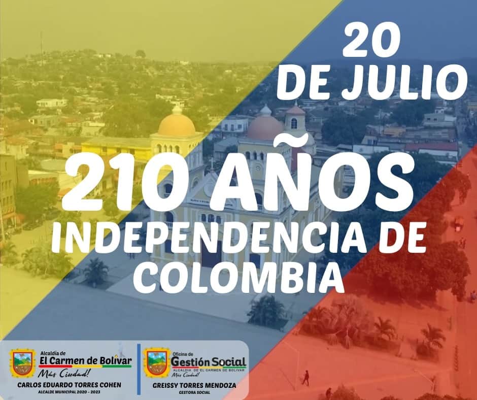 elcarmenmasc's tweet photo. #20DeJulio hoy izamos nuestra tricolor como un homenaje al grito de independencia de nuestro país y en honor a todos los héroes que han entregado la vida por defender los colores de nuestra bandera y nuestro territorio.

#20DeJulio
#DiadeLaIndependencia
#PorElCarmenMasCiudad https://t.co/jMXx18KKKu