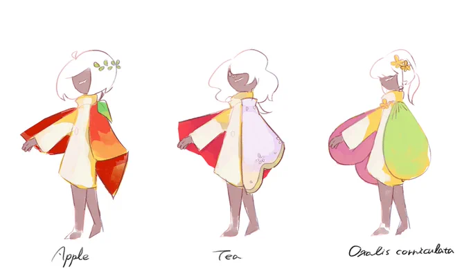 # フォロワーさんからリプ頂いたもので創作ケープを考える
林檎、紅茶、カタバミです〜!
リプライありがとうございました💓 
