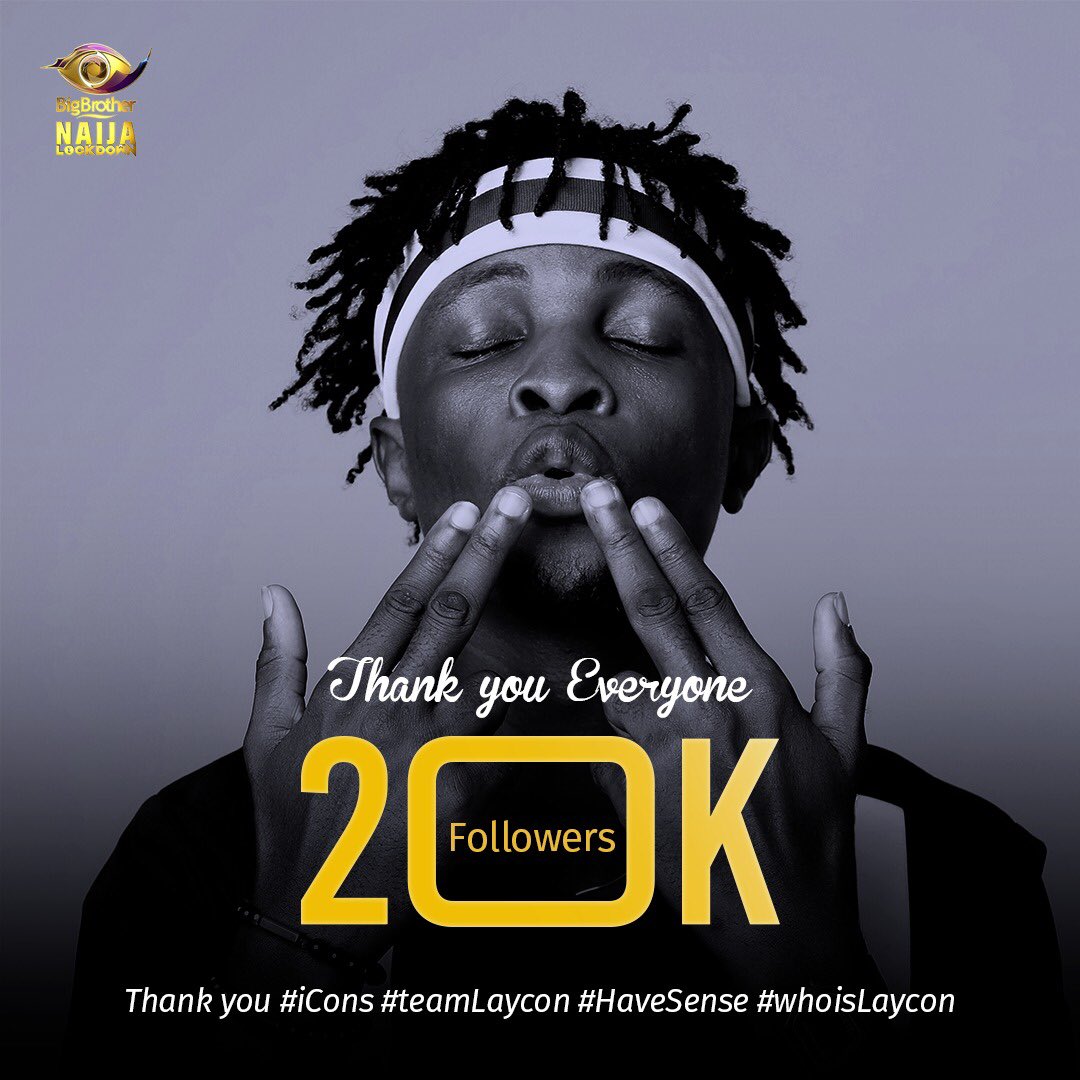 BiggByson's tweet photo. Thanks to the iCONS......y’all are amazing 
#TeamLaycon #Laycon #bbnaija2020 #iCONs https://t.co/wOwzzAgPNe