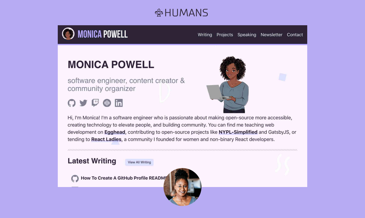HumansFyi's tweet photo. 👋
Our featured personal site of the day goes to software developer, @ReactJSLadies founder, public learner and educator, @waterproofheart.
She runs a wonderful Digital Playground, which a treasure trove of content &amp; dev resources.
👀👉https://t.co/k0JQ1fq0s7
#gatsbyJS #reactjs https://t.co/jokgUlT9PB