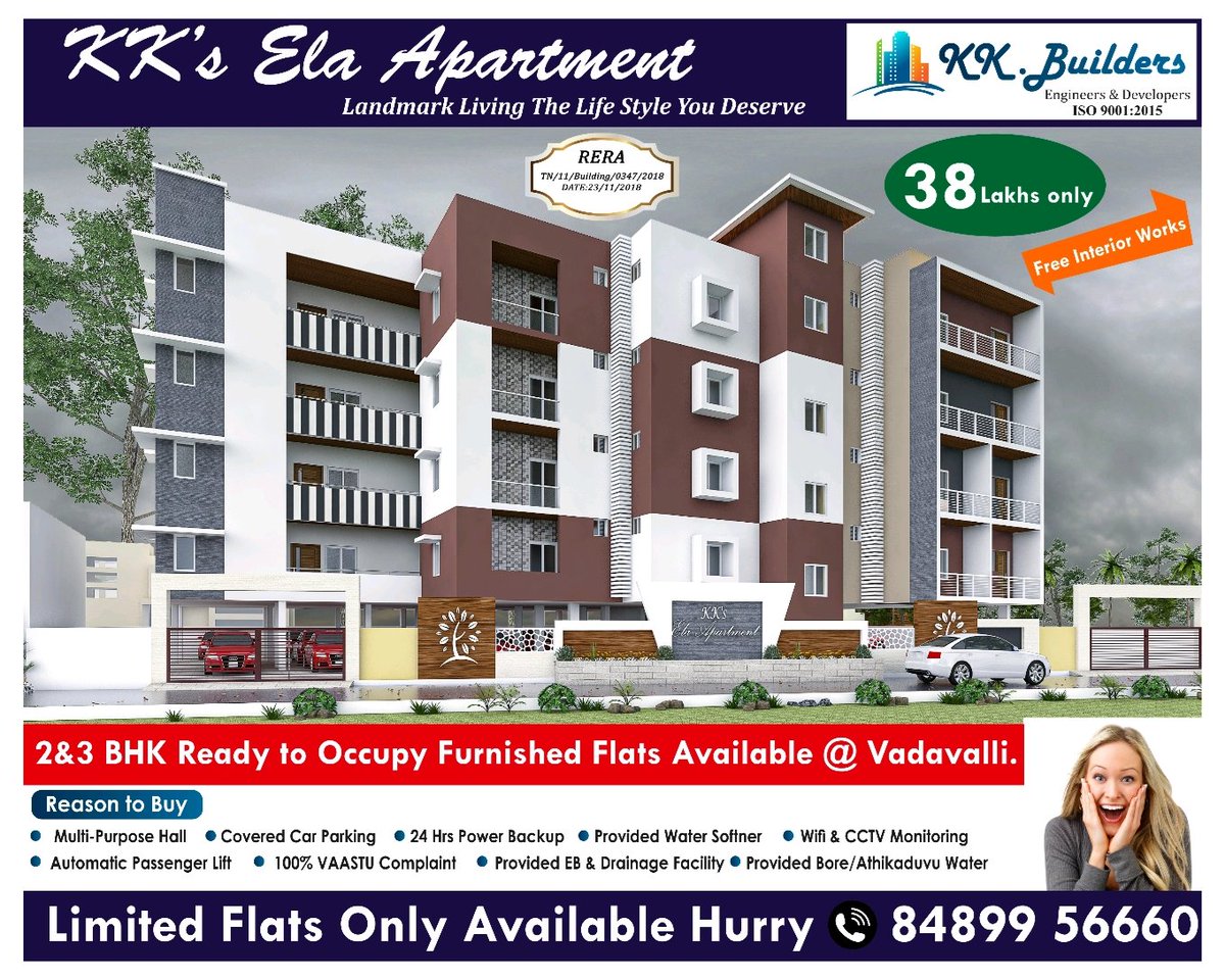 kkbuilderscbe's tweet photo. #For_Details_8489956660
#Apartment #Vadavalli #Coimbatore 
#2_3BHK_Ready_to_Move_Flat_at_Vadavalli
#RERA_Registred_Apartment
#Book_ur_Flat_with_offers
#city_Limits #1KM_for_Vadavalli_Busstand https://t.co/Wu9X4Ea8XW