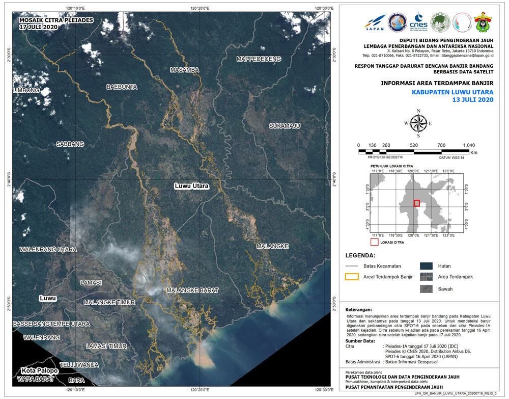 DisastersChart's tweet photo. Our first map of the flash #flood in #Indonesia uses #Pleiades and SPOT-6 imagery to estimate flooding in North Luwu Regency: https://t.co/UoswMRxRxS https://t.co/3a7ievfj1F