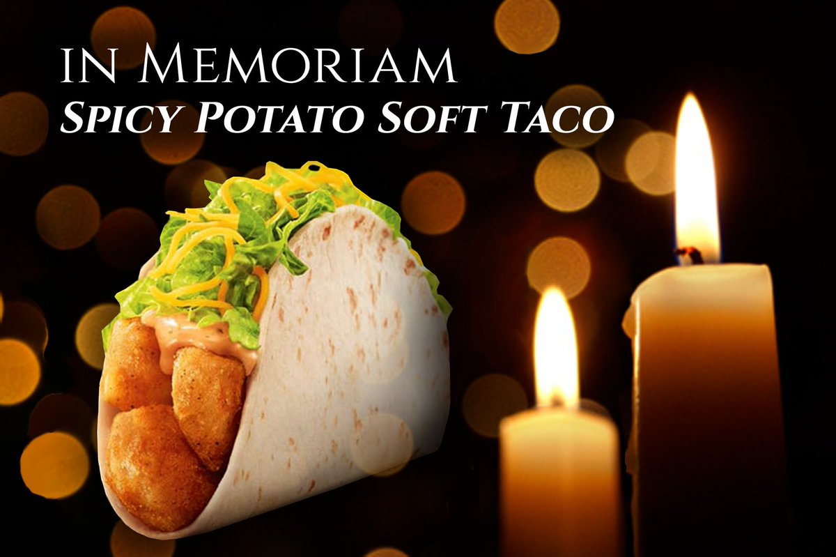 bunknard's tweet photo. Pour out some Baja Blast in memory of what Taco Bell is taking from us.
#tacobell #ihate2020 #rip #cheesyfiestapotatoes #tacobellmenu #TacoBellIsOverParty https://t.co/L2io70swkE