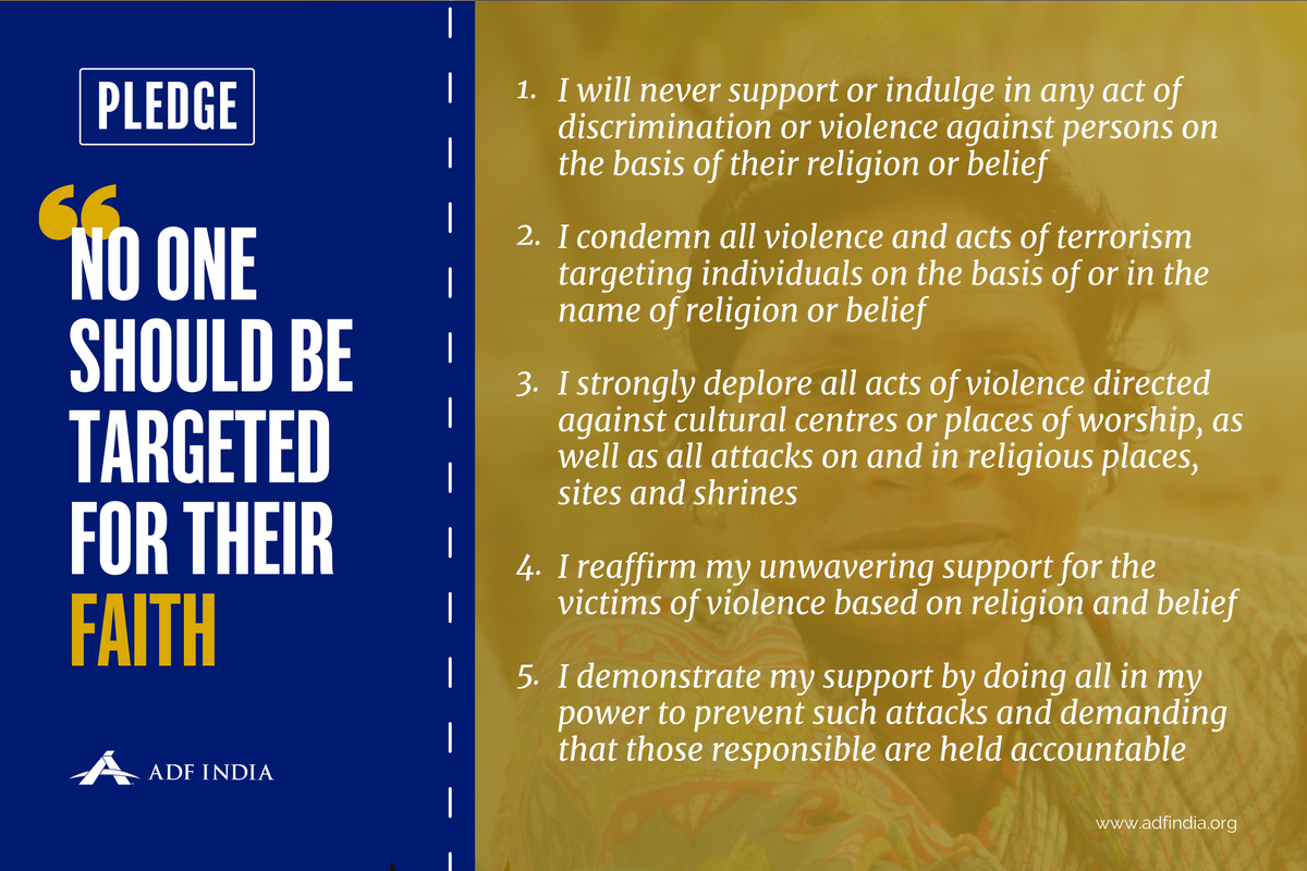 ADF_India's tweet photo. We need your help. #SignThePledge to uphold the constitutional promise that No One Should Be Targeted For Their Faith! Visit https://t.co/4g1nt9VL7n

#TheyAreUs #ReligiousFreedom #FoRB #NoToViolence https://t.co/tsZ3fozm6z