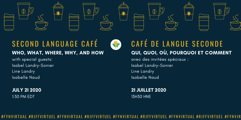If you were looking for an opportunity to practice your second language skills - this is it!!

Join @Zarizarii <a href="/line_landry/">Line Landry (she/elle)</a> <a href="/IsabelleNaud3/">Isabelle NAUD</a> on #FYNvirtual tomorrow at 1:30pm EDT for a Second Language Café ☕️☕️☕️

🔗forms.gle/yYyUA4V5aW2XvH…