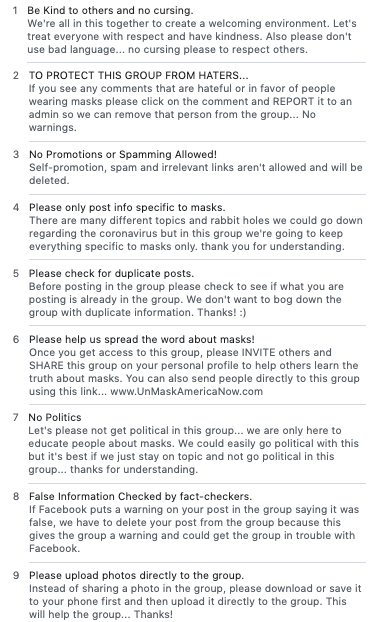 In order to join these groups, you need to agree to guidelines on how to avoid being reported to Facebook. These groups are savvy about flying below the radar.