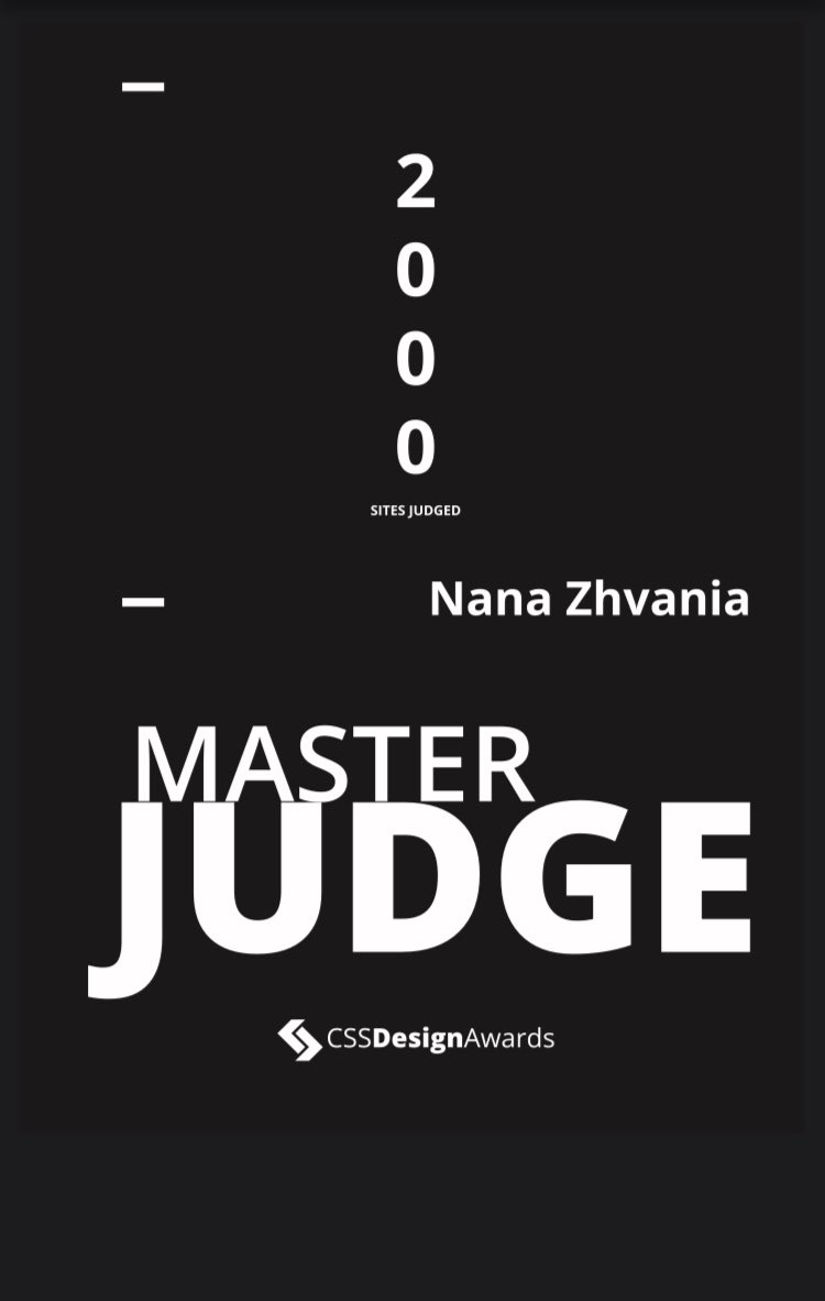 Nanukazhvania's tweet photo. @cssdesignawards thank you ๐๐๐ฅณ #MasterJudge https://t.co/UGE0Uhaz7U