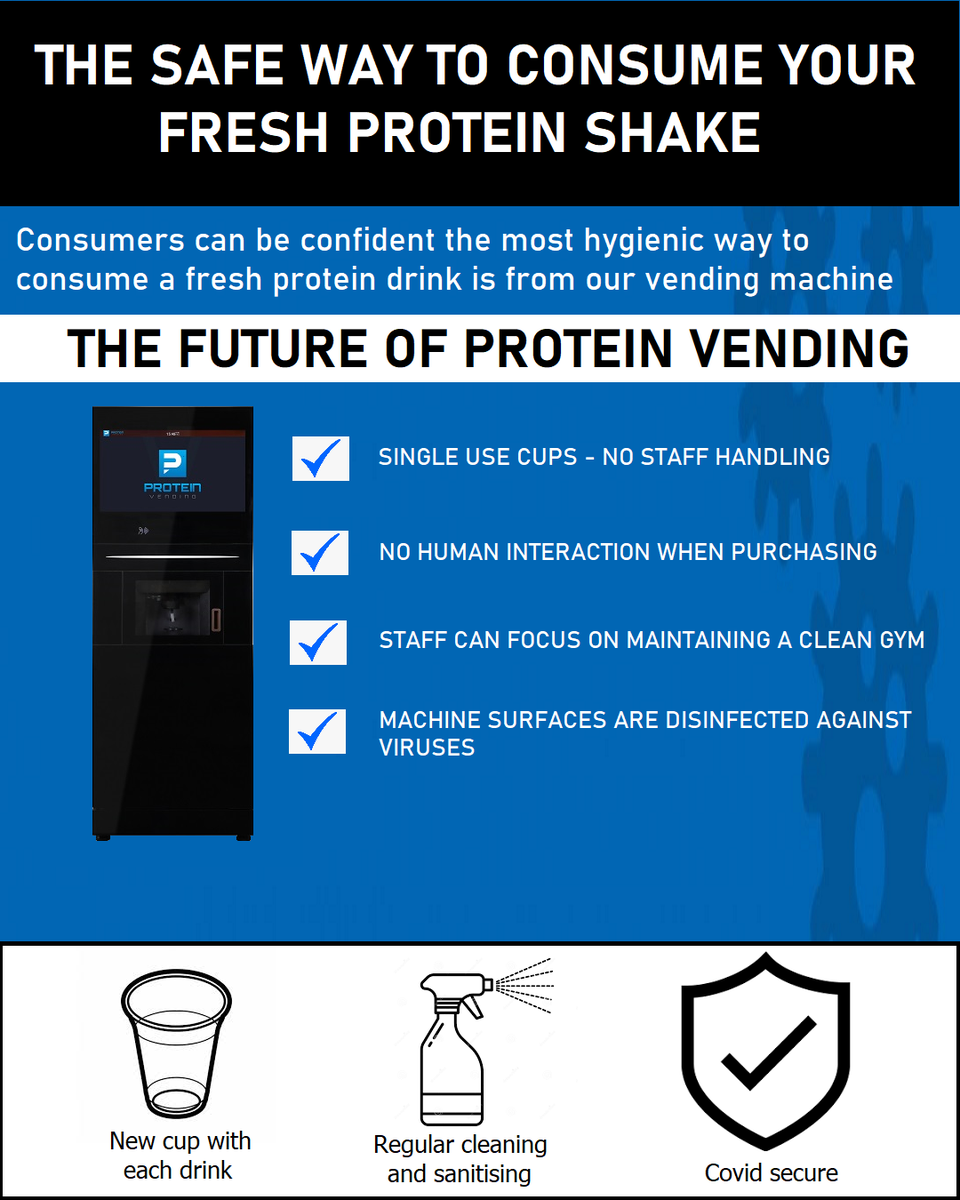 ProteinVending's tweet photo. Vending machines remain safe
FRESH PROTEIN DRINKS
- chilled blended protein drinks 
- no human interaction or handling
- new cup provided each time
- automated self cleaning - hot water
The safe way to purchase freshly made protein shakes
#proteinvending #proteinmachine #fitness https://t.co/Q8Fq1exRKF