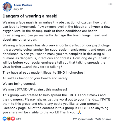 For this reason, most posts are long comments spreading misinformation or photos like below. These are dangerous because it encourages others to replicate the behavior. Again, I have loved ones at risk so I feel this personally. I tried to report it and...