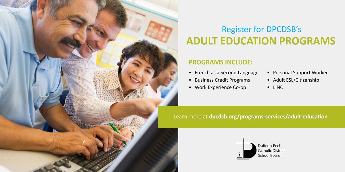 DPCDSBSchools's tweet photo. Registration is open for September 8, 2020 Adult Education Programs. New courses have been added. 

➡ Click here for course descriptions and registration information: https://t.co/BOntCH718j https://t.co/iueTa3UGbm
