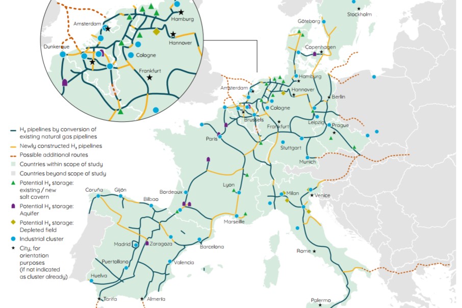 Teregacontact's tweet photo. En route vers une "dorsale hydrogène" européenne 🇪🇺
Suite à la publication de la stratégie Hydrogène par la @EU_Commission, @Teregacontact et 10 autres TSO européens présentent leur plan #hydrogène. Obj = atteindre la neutralité carbone en 2⃣0⃣5⃣0⃣
👉 https://t.co/ttqL4wSifM https://t.co/1SlrXBgSfy