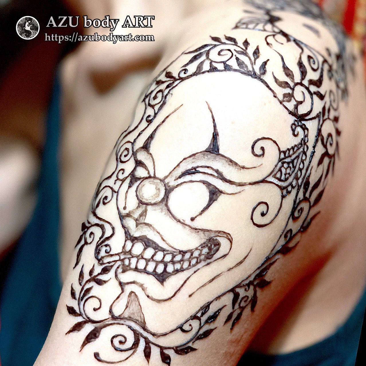 Azu Body Art ジャグアタトゥー 大阪 ヘナタトゥー大阪 オーダー ピエロとりんごとムカデ ジャグアタトゥー大阪 ジャグア ジャグアタトゥー メヘンディ ヘナタトゥー ヘナアート ボディーアート ボディーペイント フェイクタトゥー 消える