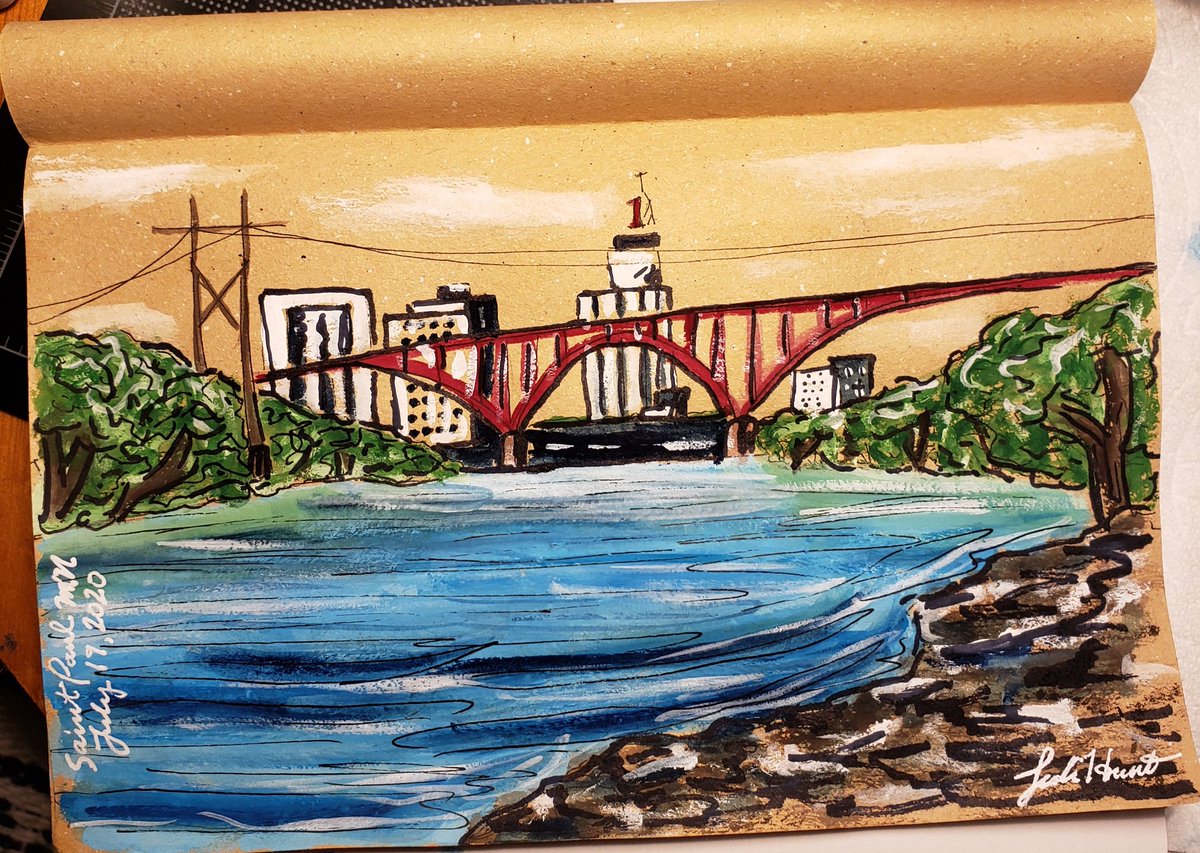 dotsbyjuli's tweet photo. This sketchbook I bought is going to be filled with things like this 

Little 1 hour paintings of places I go https://t.co/Dzj7aWkgEQ