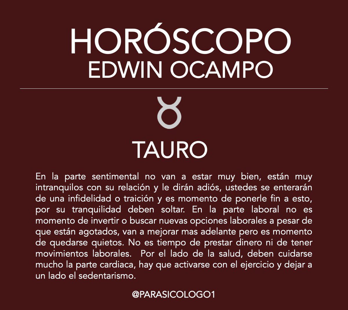 parasicologo's tweet photo. #HoróscopoEdwinOcampo ✨ Recuerda que el horóscopo completo lo encuentra en el link de mi perfil. https://t.co/Kfj2vuqMoH