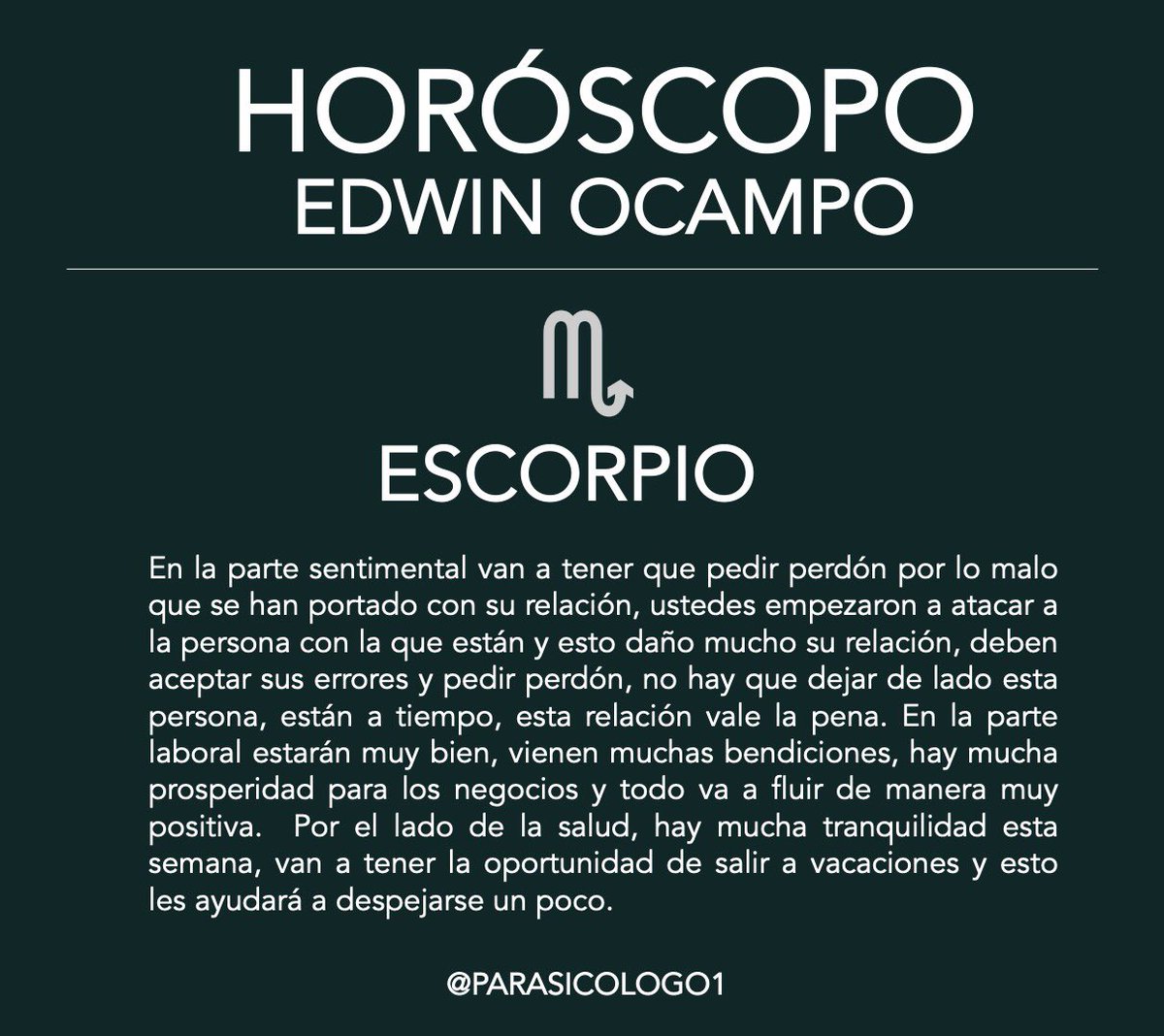 parasicologo's tweet photo. #HoróscopoEdwinOcampo ✨💫 https://t.co/z0c5avilVj