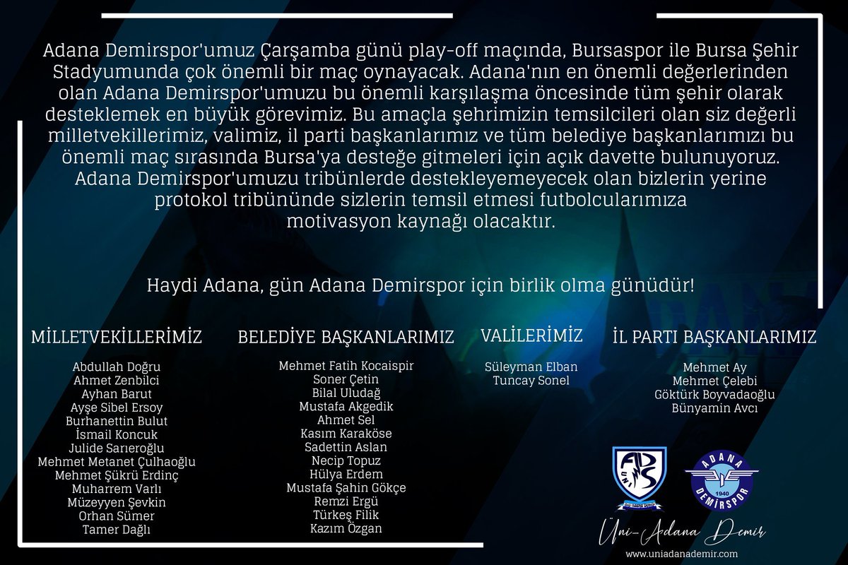 uniadsaksaray's tweet photo. AYAĞA KALK ADANA! https://t.co/oltTeP16go