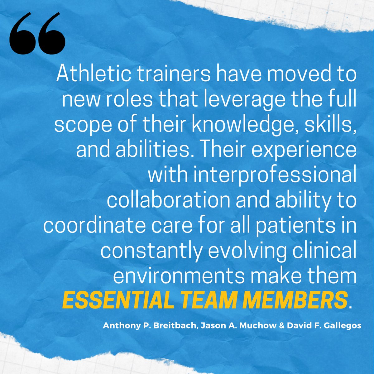 aSaferApproach's tweet photo. Do you have an athletic trainer on YOUR HEALTH CARE TEAM? #ASaferApproach https://t.co/ByLa5Ch07y