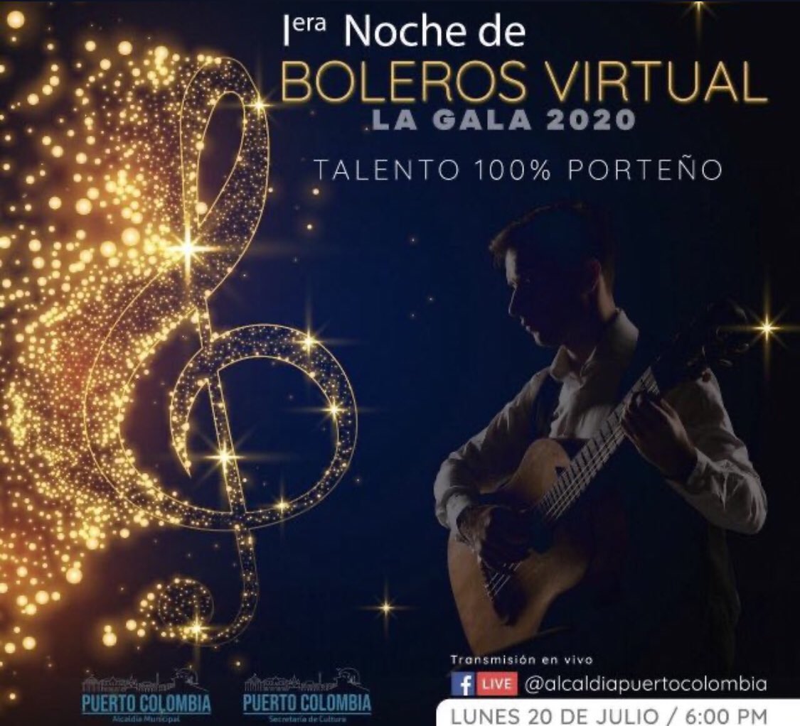 WlmanV's tweet photo. Esta noche a las 6:00 p.m. recuerden conectarse vía Facebook y disfrutar del Festival Virtual de Boleros que organiza @ALCPTOCOLOMBIA #Talento100%Porteño ¡No te lo pierdas! https://t.co/PYUqV06OYa