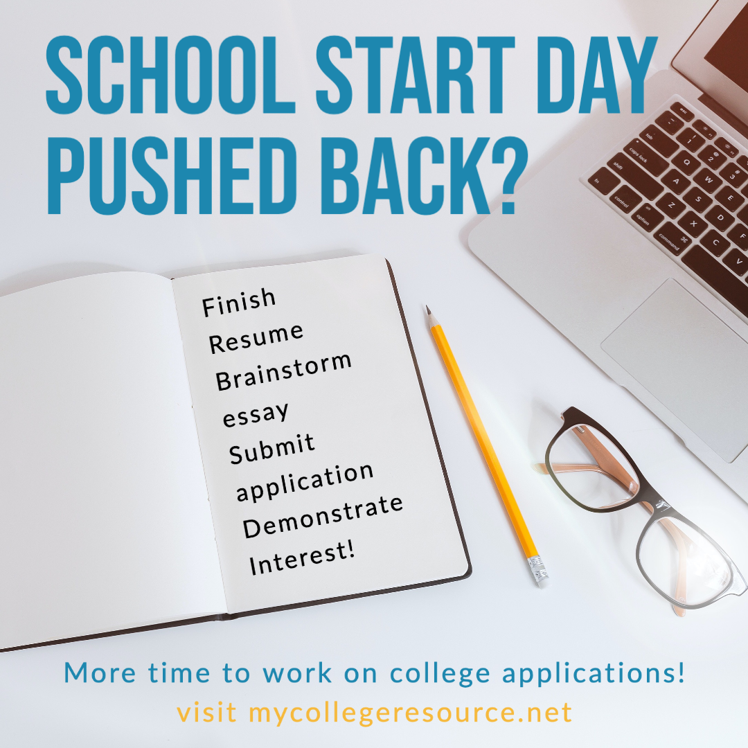Info4College's tweet photo. School start day moved? Don't worry seniors, you can get a head on those college applications and enjoy more of your final year of high school! https://t.co/9mxEGQDtkH