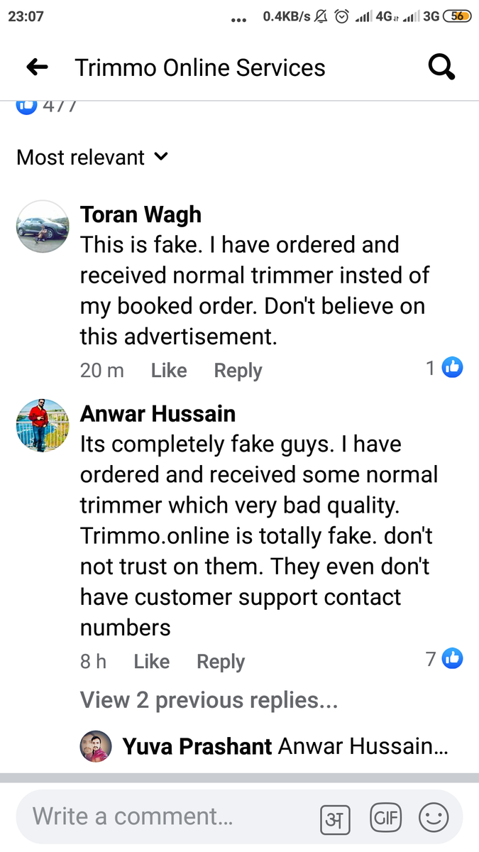 ToranUttam's tweet photo. Dear @Facebook  ,
Fake advertising doing #Trimmo online company on your page. Many more affected for the same. I am one of them. Requesting you don't allow such fraud advertisement on Facebook. Which is harm to common man.
@PMOIndia @Swamy39 @republic @rishibagree https://t.co/85oPzisnVZ