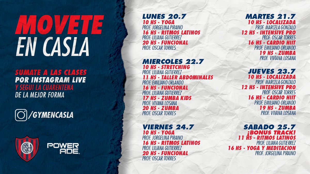 SanLorenzo's tweet photo. #MoveteEnCASLA 🔵🏠🔴
🔛 ¡Seguí conectado a las clases por IG Live! 👇
📲 https://t.co/CVx93FCGHH
🧘♀️🧘♂️ Yoga
🏋️♀️🏋️♂️ Funcional
🦵 Cardio HIIT
Y mucho más
👧🏻🧒🏻 Y este miércoles a las 17, bonus track para niños y niñas en vacaciones: ¡Zumba Kids!
Mirá la agenda hasta el sábado 👇 https://t.co/c3wktrUr10