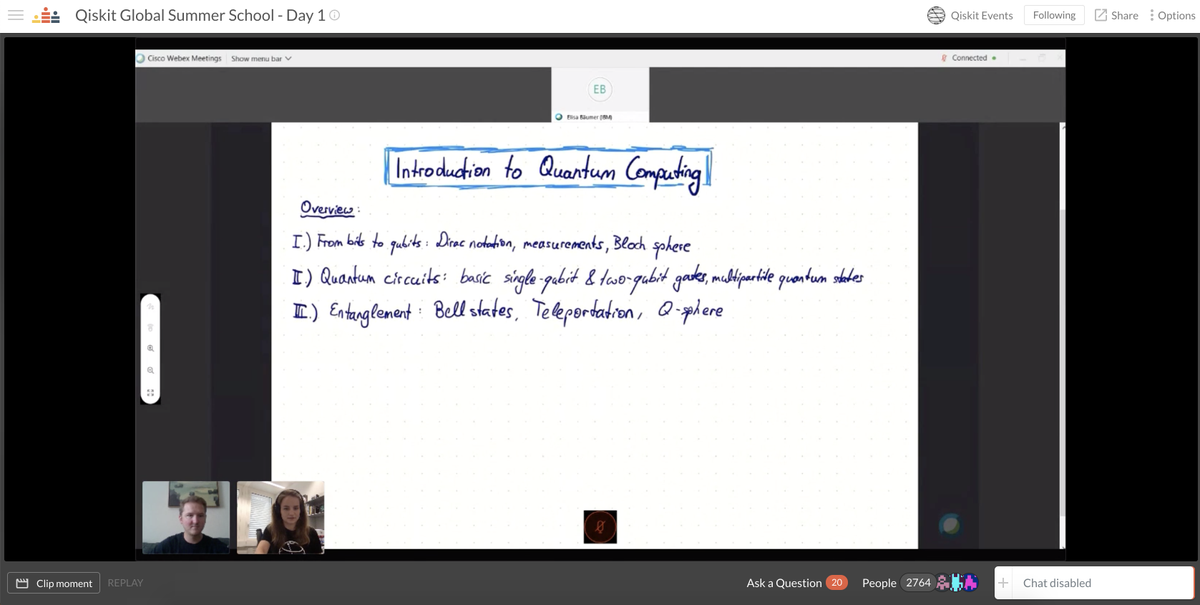 🎉 2,600+ participants this morning for the first day of Qiskit Global Summer School. <a href="/ElisaBaumer/">Elisa Bäumer</a> took us through an Introduction to Quantum Computing for the lecture portion this morning! What was your favorite part?! #QiskitGSS