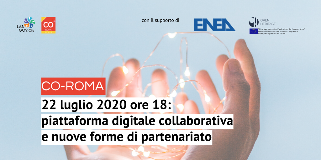 LabGov's tweet photo. ๐ดSAVE THE DATE
Mercoledรฌ 22 luglio h 18, incontro digitale nellโambito del progetto #CoRoma. Verrร presentato il lavoro del team di @ENEAOfficial, @UniLUISS #LabGov, @OpenHeritageEU una piattaforma digitale per promozione energia sostenibile e sviluppo servizi di quartiere #Roma https://t.co/I6KqKXwxQI