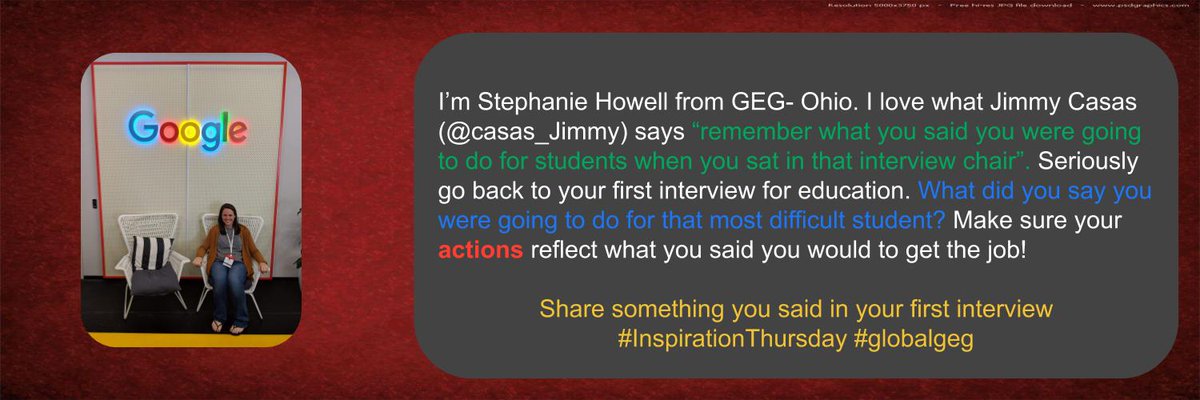 GlobalGEG's tweet photo. Our team is truly ⭐AMAZING ⭐ and we want to showcase what inspires them.  Meet Stephanie Howell @mrshowell24  @GlobalGEG #globalgeg #InspirationThursday https://t.co/EAbbpb4iad