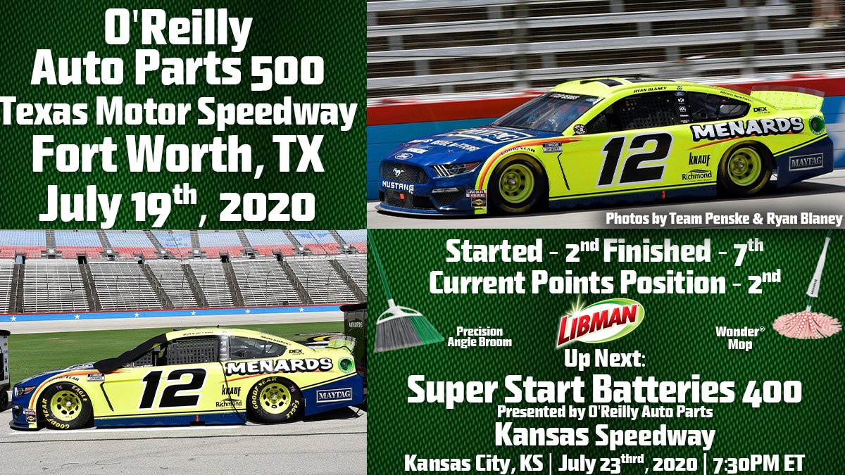 LibmanCompany's tweet photo. Congrats to @Team_Penske & their #8Wide weekend, scoring wins in multiple series! It looked like @Blaney was going to add another W after winning the first 2 @TXMotorSpeedway stages. Another top-10, now on to @kansasspeedway!
#LibmanRacing | #YRB | #12in20 | #GoBlaneyGo https://t.co/mcJuc4qWq4