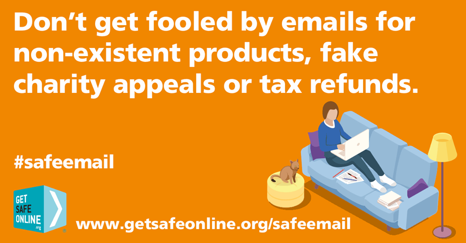 cumbriapfcc's tweet photo. Be on your guard for emails offering vaccines, home testing kits, facemasks, hand sanitiser, tax refunds and other Coronavirus-related subjects. They’re probably fraudulent #safeemail https://t.co/uiEkOcDa7R https://t.co/bPmQyGKcOb