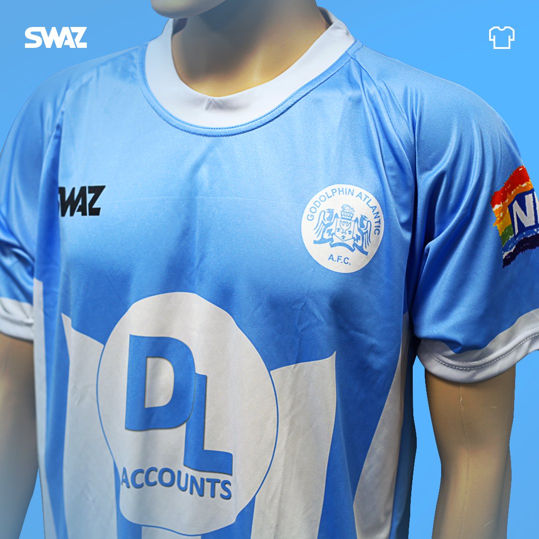 swaz_football's tweet photo. We’re buzzing to be partnering with @WeAreGodolphin and love the home and away SWAZ kit we’ve produced for them. 🔥 Check out these kits, featuring the NHS logo on the arm. 🙏
#ConceptToCompetition #BespokeFootballKit #SWAZ https://t.co/1YrCkv0GRS