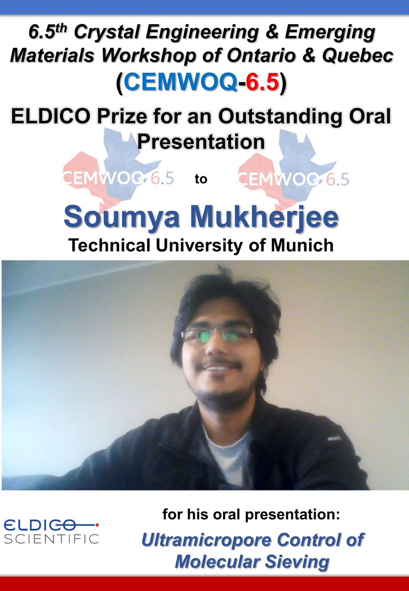 Congrats to @MukherjeeChem from @TU_Muenchen for winning an @eldicoag oral presentation prize for his outstanding presentation at #cemwoq6p5 !