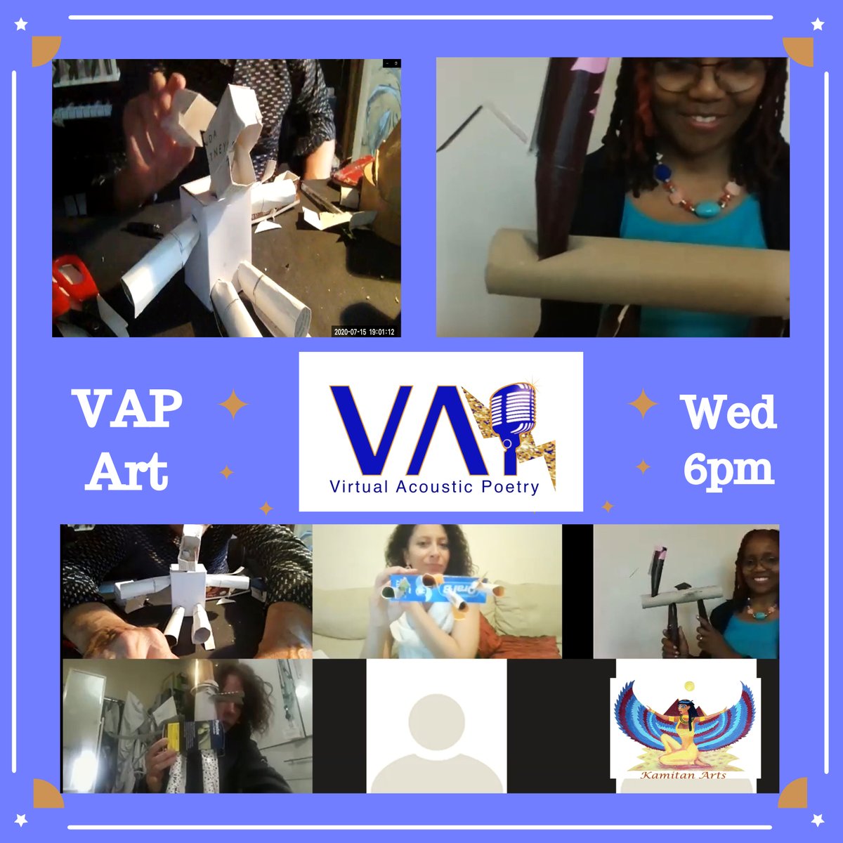KamitanArts's tweet photo. #KamitanArts invites you 2 warmly join us 4our last wk of FREE Online sessions b4 Summer break
Registration 4 #VAPART Workshops on Wed 6pm 🎨 where art is used as a medium 2respond 2the Music-Poetry in Sat VAP jams ⚡
https://t.co/xV1GQh5Sbd
(#AndrewCooper - Resident Art tutor) https://t.co/tpqWQWS8Wl
