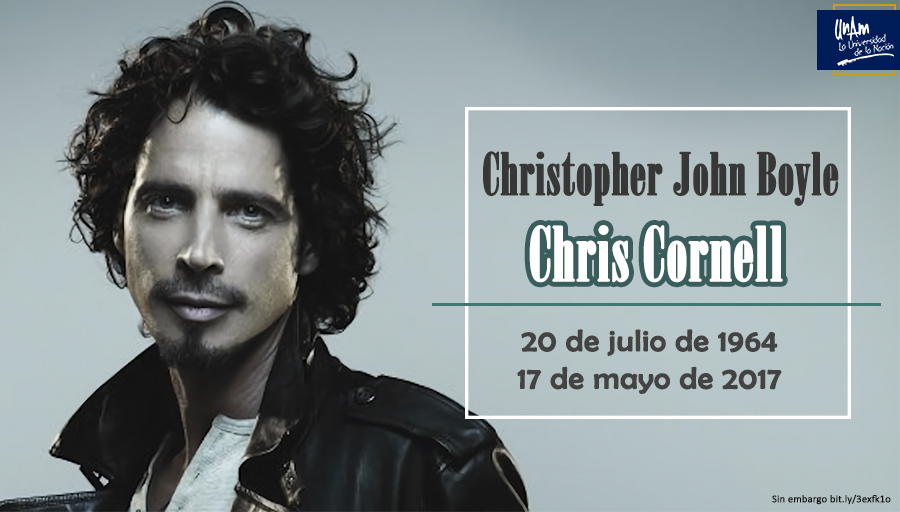 UNAM_MX's tweet photo. #MásAlláDeCOVID
#UnDíaComoHoy de 1964 nació el cantante y guitarrista Chris Cornell, quien fue vocalista de Soundgarden, Audioslave y Temple of the Dog. Su voz tenía un rango particularmente amplio, que abarcaba casi cuatro octavas. 
#SigueCuidándote https://t.co/tytZJIMpvv