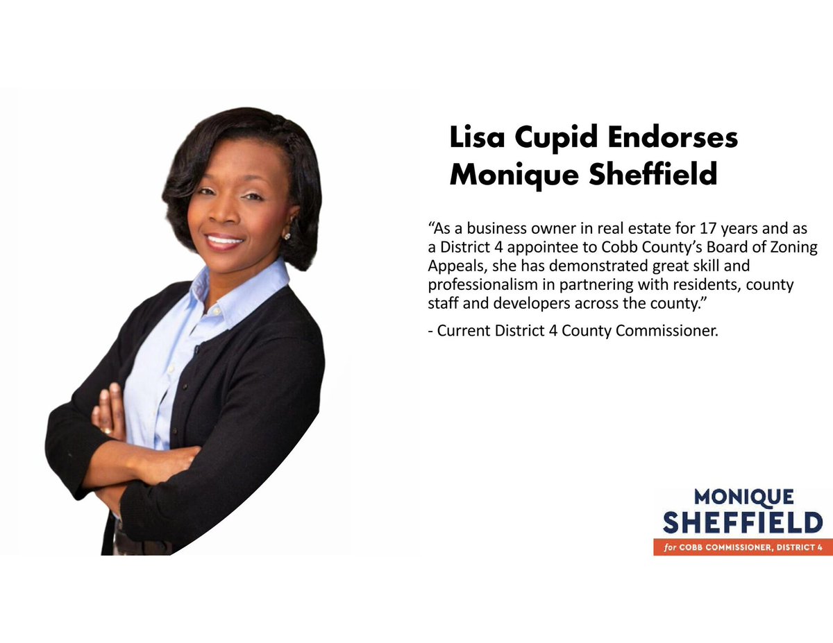 What an honor to receive an endorsement from the current District 4 County Commission, Lisa Cupid