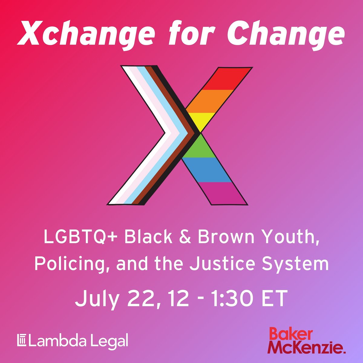 LGBTQXchange's tweet photo. Presenting: Black &amp; Brown #LGBTQ Youth, Policing, and the Justice System.

Join @lambdalegal, @bakermckenzie, youth leaders, researchers, activists, + organizers this Wednesday for a timely and necessary conversation to kick off the LGBTQ+ Youth Xchange for Change.

Link in bio! https://t.co/rIwMILIy1m