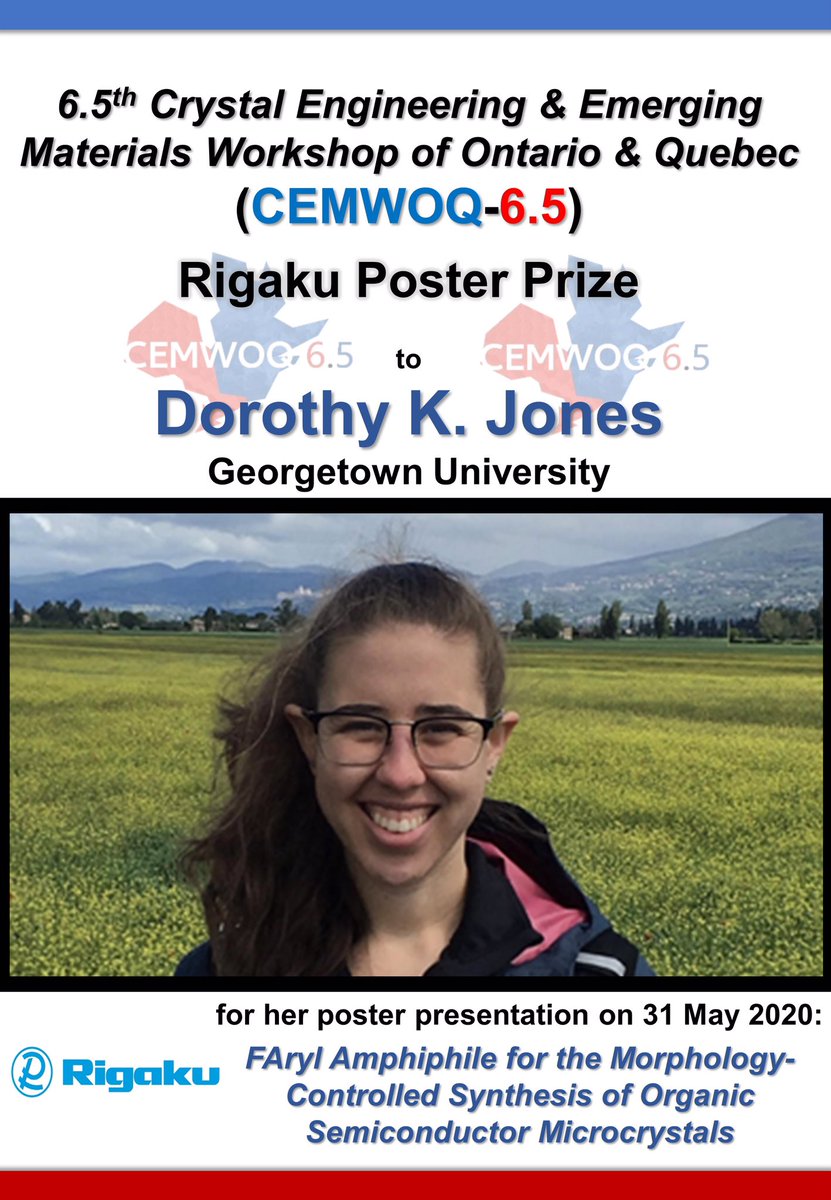 Congrats to Dorothy Jones from @GUChemistry for winning a @rigaku poster presentation prize for her outstanding presentation at #cemwoq6p5 !