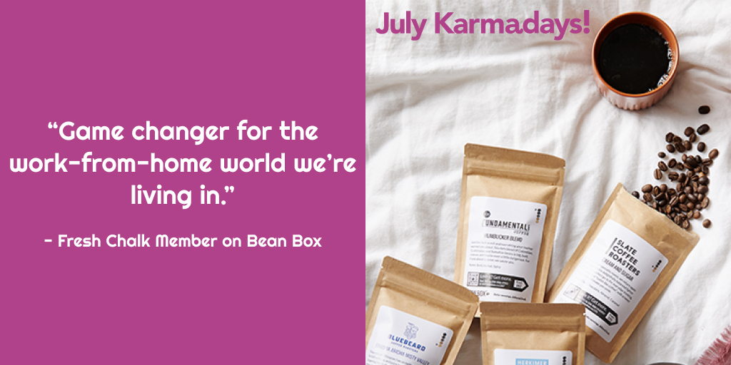 FreshChalk's tweet photo. You can never have enough coffee, so let the pros at @beanboxcoffee treat you to 6 months for free! Enter to win this Karmadays prize &amp; Bean Box will hand-pick the best blends &amp; deliver them straight to your door. https://t.co/FMI1De1x3L

#beanbox #subscriptionbox #seattlecoffee https://t.co/B8oE5IRmYu