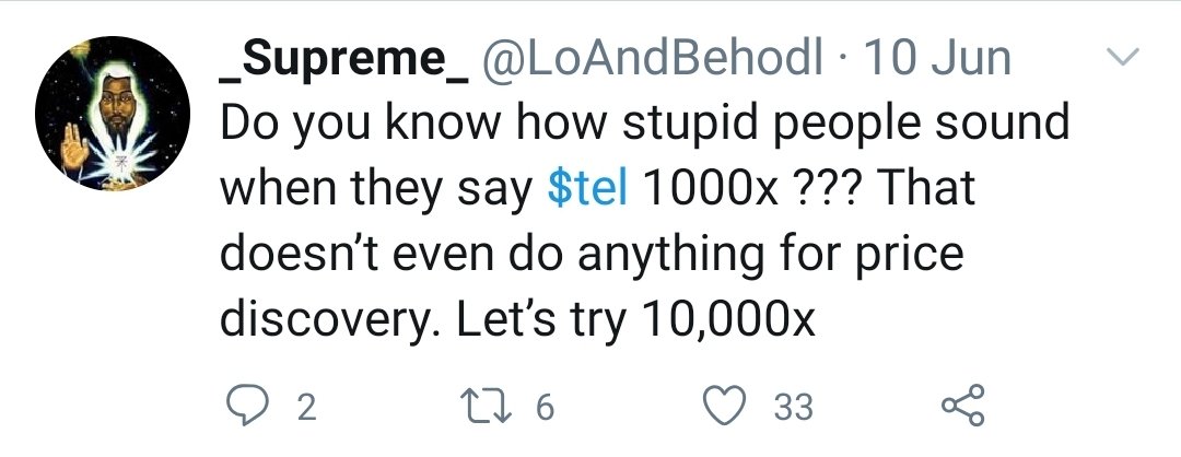 cryptopioneer1's tweet photo. @LoAndBehodl Last month $tel was going x10,000. https://t.co/BUcJdZOEx8