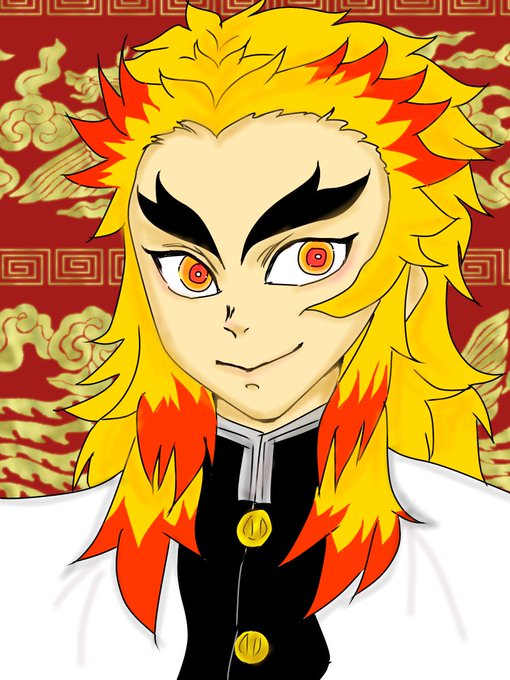 YUｰKIさんがTwitterに投稿した煉獄杏寿郎(鬼滅の刃)のイラスト。