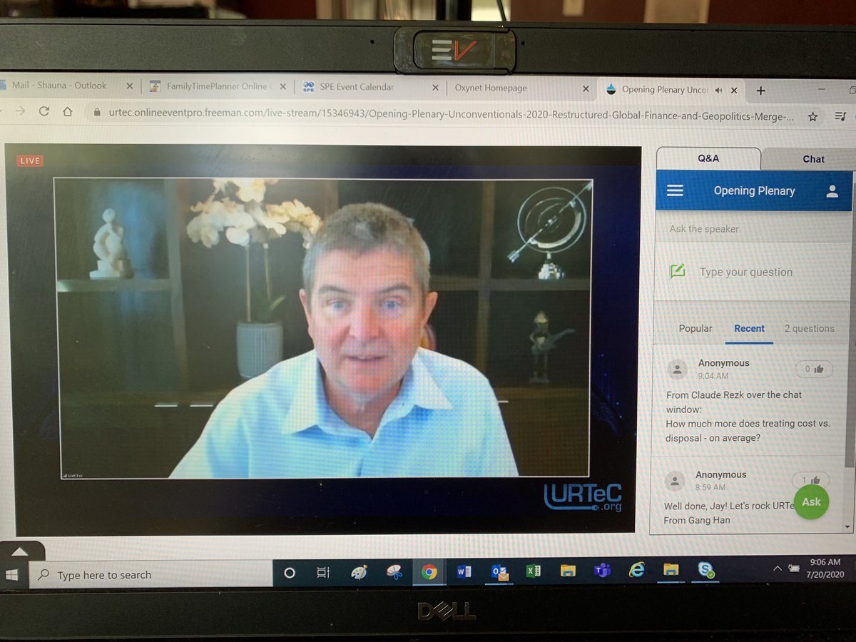 shauna_noonan's tweet photo. Watching one of my favorite executives, Matt Fox with ConocoPhillips, in the opening plenary for URTeC this morning. Great start to a great virtual event! #URTeC #WeAreSPE #SPEStrong https://t.co/18b1oPkN7F