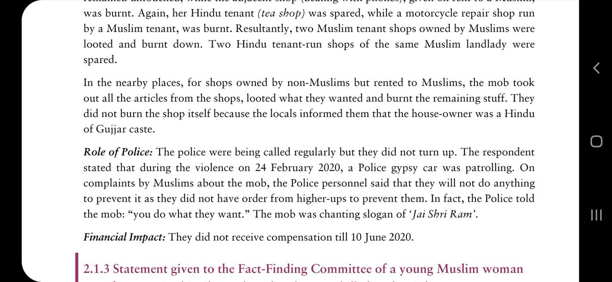 3) Systematic Violence: The violence wasn't spontaneous, individuals and properties were identified first belonging to Muslims and then they were targeted. All this was done stratergically. There are many such examples in "Section 2 Testimonies" section, I'll be mentioning few.