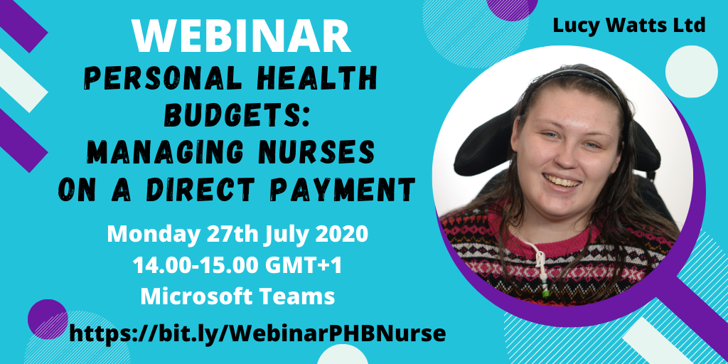 1 week to go! 🌟WEBINAR 🌟 'Personal Health Budgets: Managing Nurses on a Direct Payment' 

Monday 27th July 2020
14.00-15.00
Microsoft Teams

Join us to discuss #PersonalHealthBudgets & managing nurses on an #NHSPHB.
 
✅SIGN UP: essential to access 👇
bit.ly/WebinarPHBNurse