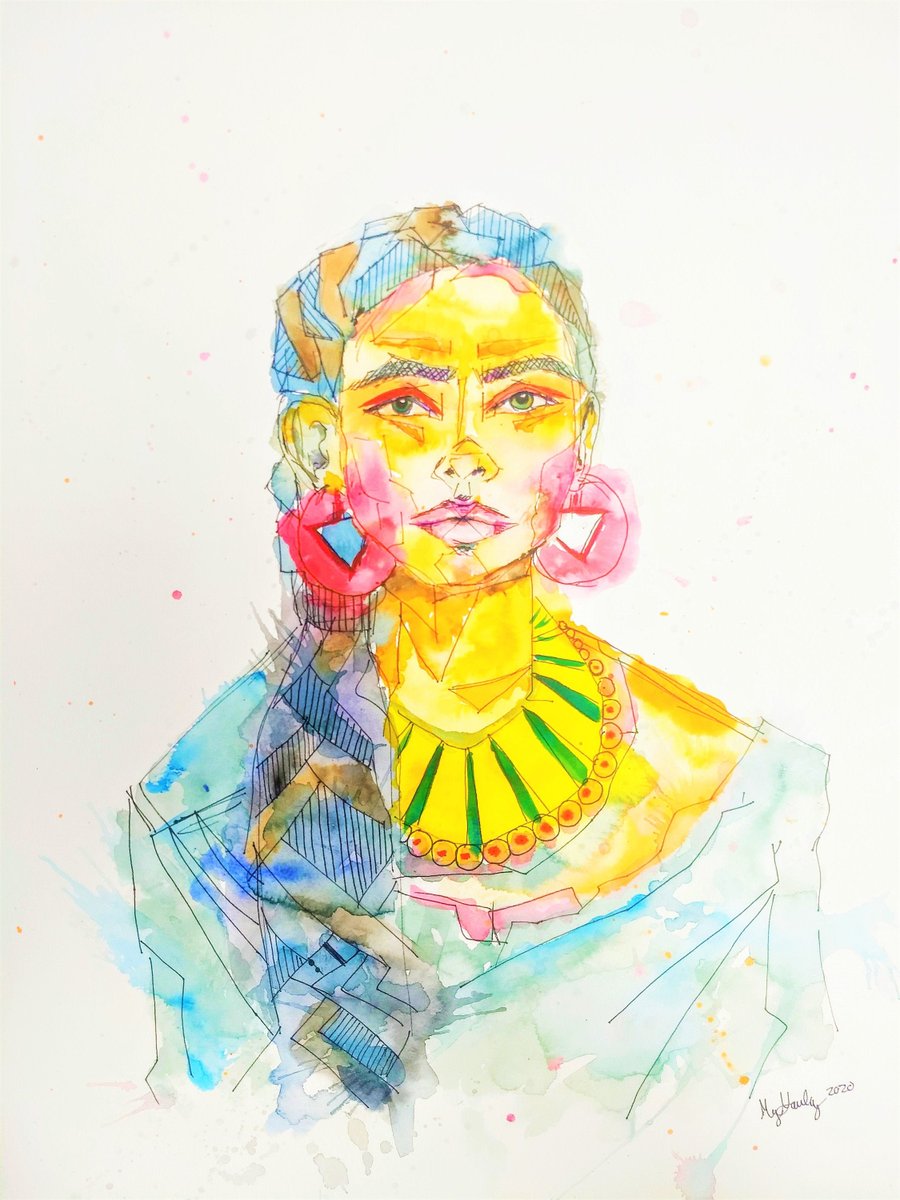 Excited to share the latest addition to my #etsy shop: Fine Art Print-The Necklace etsy.me/39b2i8M #yellow #blue #unframed #vertical #empoweringwomen #empoweringart #empowerwomen #girlpowerprint #empoweringgirls