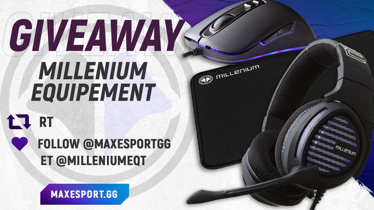 MaxEsportGG's tweet photo. #GIVEAWAY Alert📣🎁

Aujourd'hui ce n'est pas un, ni deux, mais bien trois lots que nous mettons en jeu grâce à @MilleniumEQT !
-1 casque MH2 
-1 casque MH2 ADV
-1 souris MO1 ADV + 1 Tapis MSL

Pour participer:
- Follow @MaxEsportGG et @MilleniumEQT 
- RT et tag 2 amis
TAS: 27/07 https://t.co/YVQVtc2rgl
